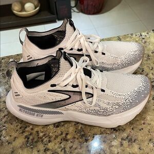 Brooks White and Black Athletic Shoes